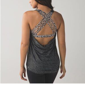 Lululemon Wild Tank Heathered Black Ace Spot Grain Black Leopard 8